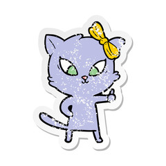 distressed sticker of a cartoon cat