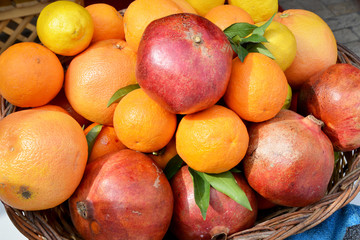 Naklejka na ściany i meble fresh fruits in a basket