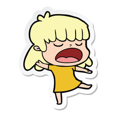 sticker of a cartoon woman talking loudly