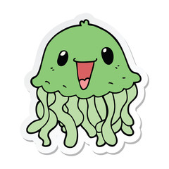 sticker of a cartoon jellyfish