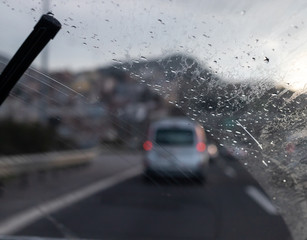 Dirty car windshield