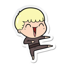 sticker of a cartoon happy man