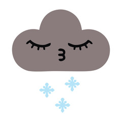 flat color retro cartoon storm snow cloud
