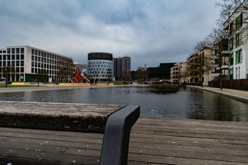 Depth of field view over of park from bench