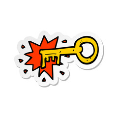 sticker of a cartoon old key