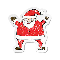 retro distressed sticker of a cartoon santa claus