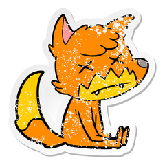 distressed sticker of a cartoon dead fox
