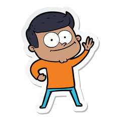sticker of a cartoon happy man