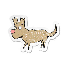 retro distressed sticker of a cartoon cute little dog