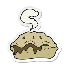 sticker of a cartoon hot pie