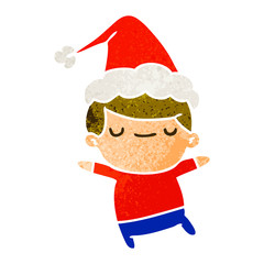 christmas retro cartoon of kawaii boy