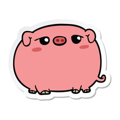 sticker of a cute cartoon pig