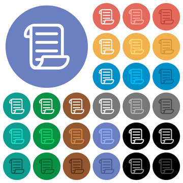 Script code round flat multi colored icons