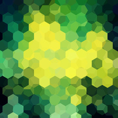 Fototapeta na wymiar Geometric pattern, vector background with hexagons in green, yellow tones. Illustration pattern