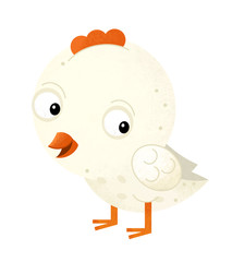 cartoon scene with chicken on white background - illustration for children