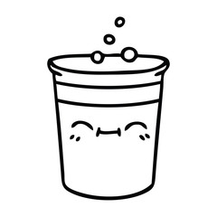 quirky line drawing cartoon cup of lemonade