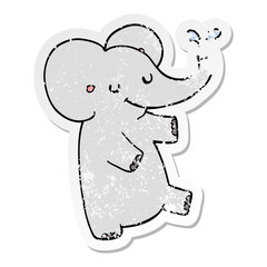distressed sticker of a cartoon dancing elephant