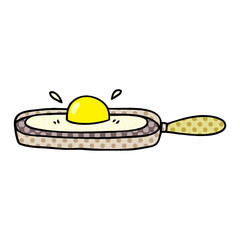 quirky comic book style cartoon fried egg in frying pan