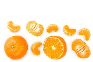 tangerine or mandarin isolated on white background with copy space for your text. Top view. Flat lay
