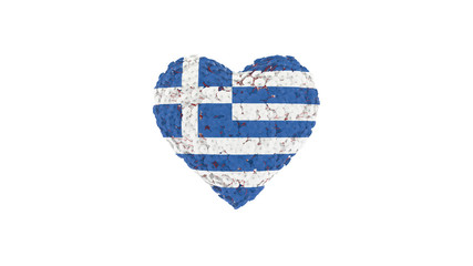 Greece National Day. Independence Day. March 25. Flowers forming heart shape. 3D rendering.