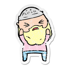 Obraz premium distressed sticker of a cartoon man with beard