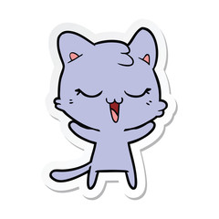sticker of a happy cartoon cat
