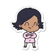 sticker of a cartoon friendly girl