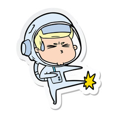 sticker of a cartoon stressed astronaut