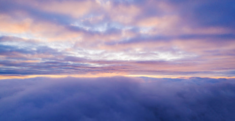 Beautiful sunrise cloudy sky from aerial view