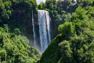 Marmore waterfalls. Beautiful and powerful waterfalls. The highest in Europe. Umbria Italy