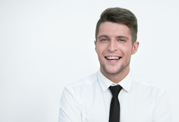 Young man smiling to camera , vertical