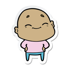 sticker of a cartoon happy bald man