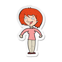 sticker of a cartoon excited woman