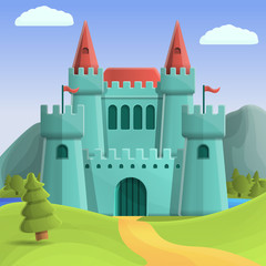 beautiful medieval castle on nature background, vector illustration