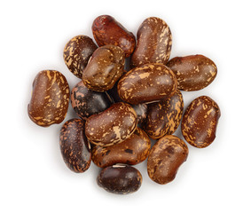 brown kidney bean isolated on white background. Top view. Flat lay