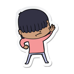 sticker of a cartoon boy with untidy hair