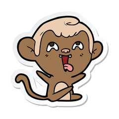 sticker of a crazy cartoon monkey