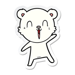 sticker of a happy cartoon polar bear