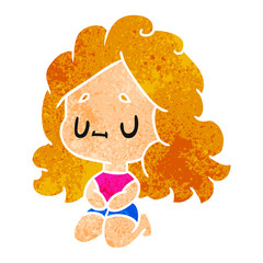 retro cartoon of a cute kawaii girl