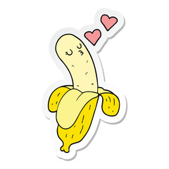sticker of a cartoon banana in love