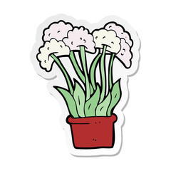 sticker of a cartoon flowers in pot