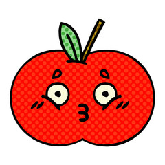 comic book style cartoon red apple