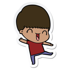 sticker of a happy cartoon boy
