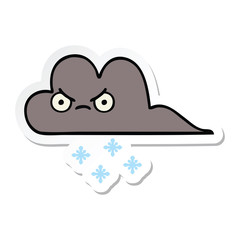 sticker of a cute cartoon storm snow cloud