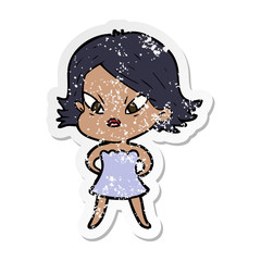 distressed sticker of a cartoon stressed woman