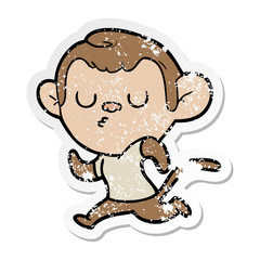 distressed sticker of a cartoon monkey