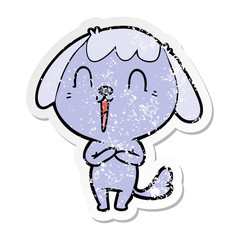 distressed sticker of a cute cartoon dog