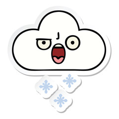 Obraz premium sticker of a cute cartoon snow cloud