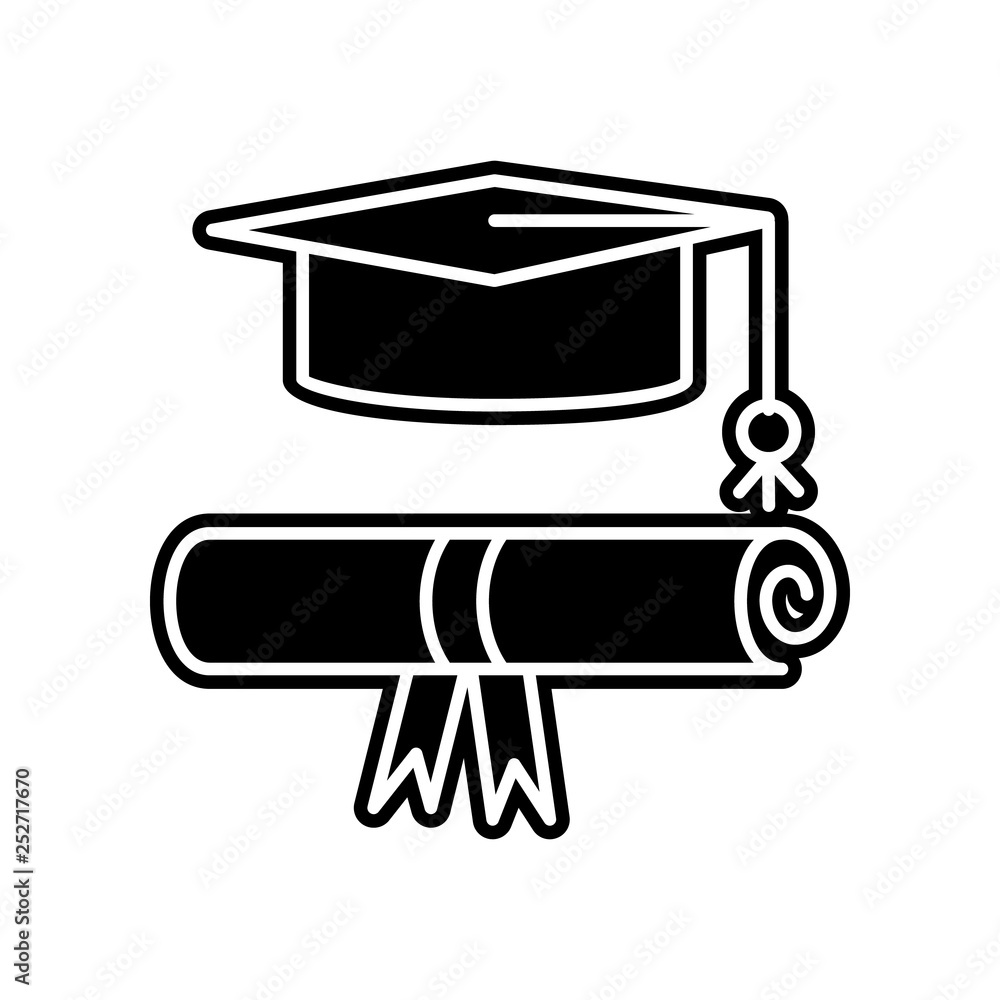 Poster certificate and graduate cap icon. element of education for mobile concept and web apps icon. glyph,