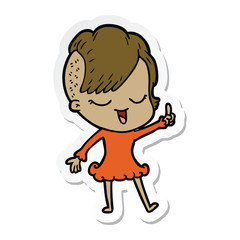 sticker of a happy cartoon girl